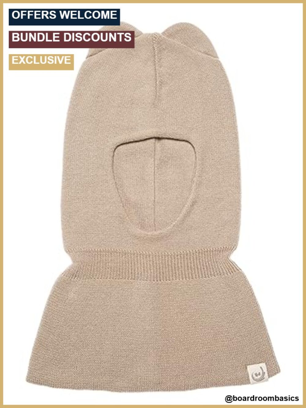 Combed Cotton Knit Balaclava Hat Kids Toddler Winter Beanie